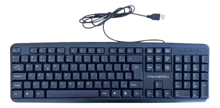 Teclado H'maston K816 Preto QWERTY Inglês US Numérico Membrana Escritório