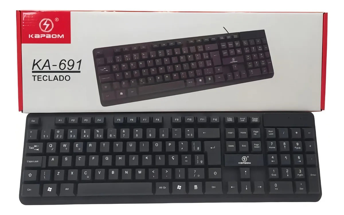 Teclado Usb Com Fio 104  Preto Inglês Us